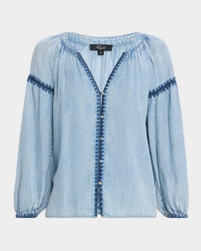 Toshi Embroidered Chambray Blouse